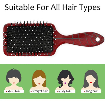 Personalized-Kids-Hair-Brush for Boy Girls Custom Gift Detangler Brush Soft Bristle Hair Brushes Travel Hair Brush for All Hair Types Christmas Hallowmas Spider Web Sliver Dot