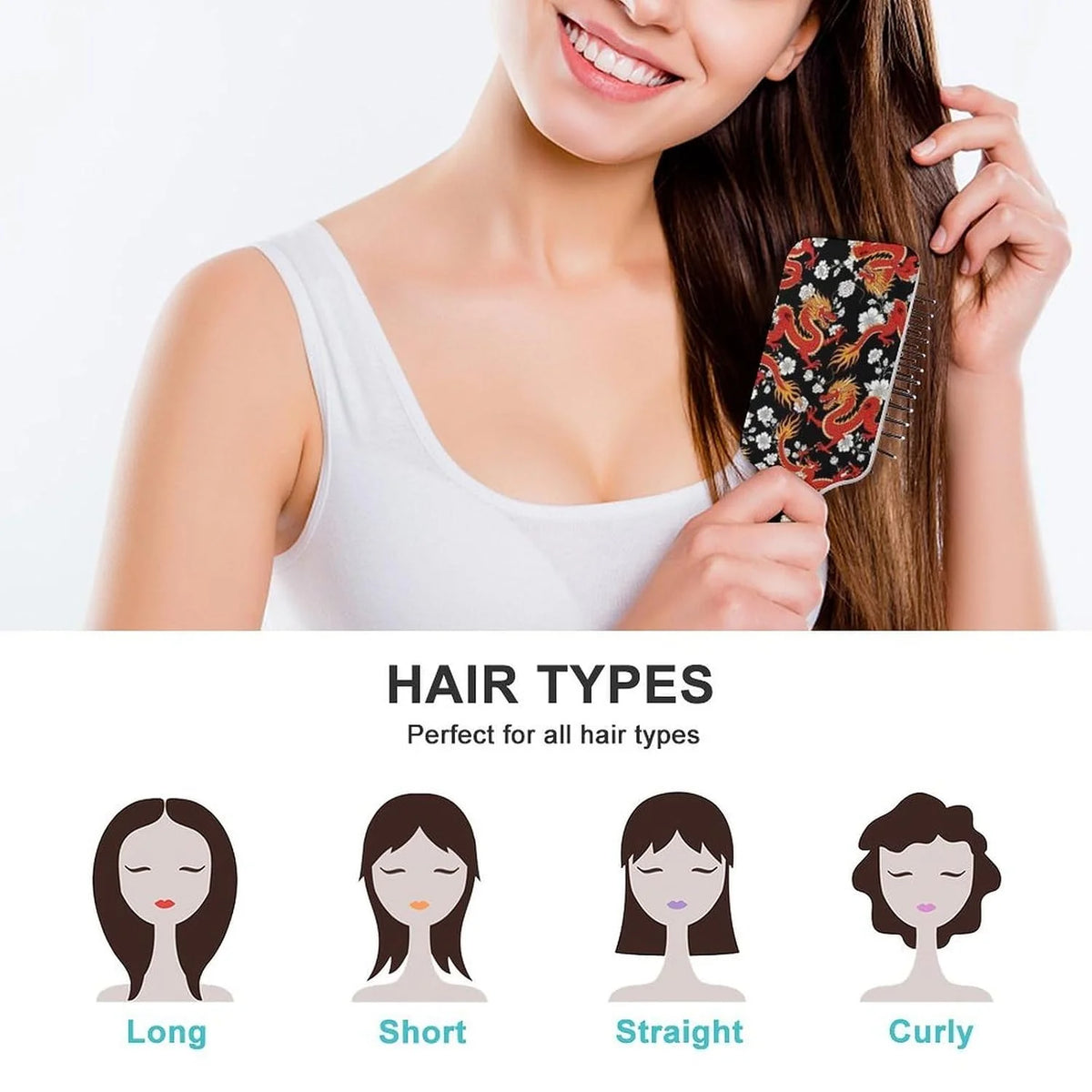 Air Cushion Comb for Massage Japanese Ocean Wave Fish Koifish Art, For Curly Long Thick Straight Hair, Women Girls Ladies