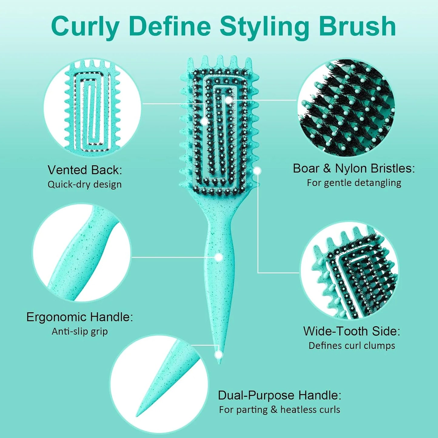 Curly Hair Brush, Curl Brush For Wet & Dry Hair,Curl Defining For Women&Men