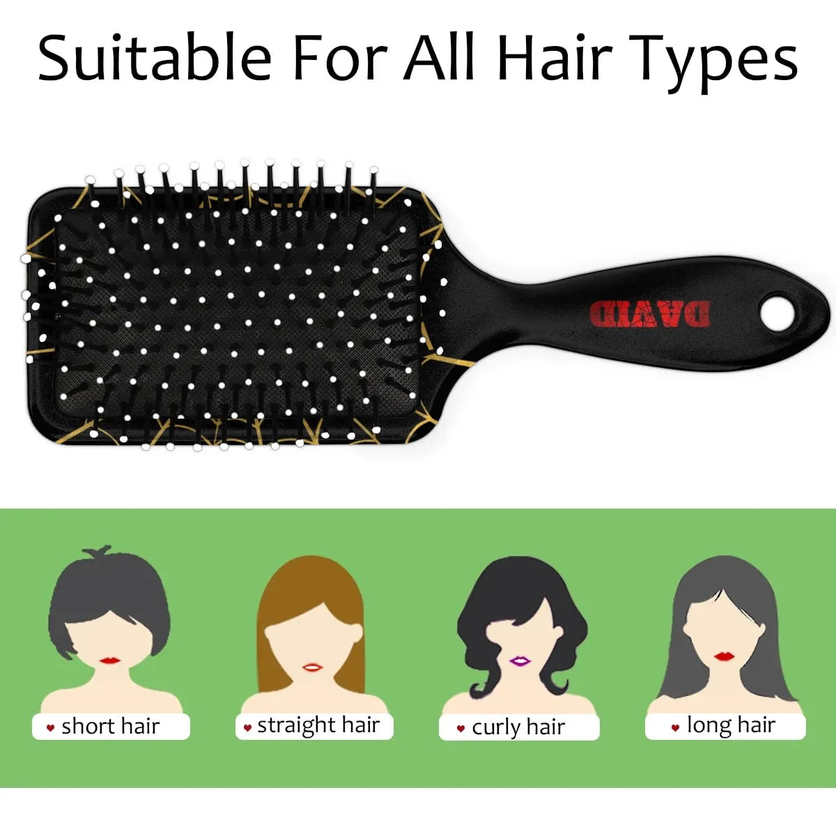 Personalized-Kids-Hair-Brush for Boy Girls Custom Gift Detangler Brush Soft Bristle Hair Brushes Travel Hair Brush for All Hair Types Christmas Hallowmas Spider Web Sliver Dot