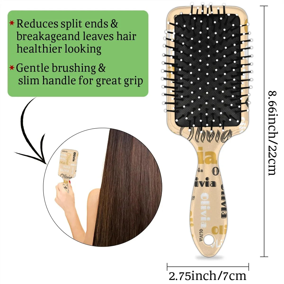 Personalized Name Hair Brush Detangler Brush Gifts for Women Man Custom Detangler-Hair-Brush Kids-Toddler-Girls for Travel All Hair Types