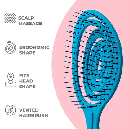 Ninabella Detangler Brush - No Tangle Hair Brush for Women, Fine, Thick and Long Hair - Hairbrush for Wet and Dry Hair, Gentle on the Scalp - Elegant Black