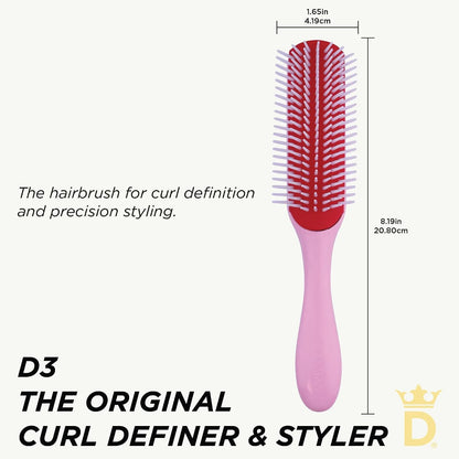 Denman D3 Original Curl Definer & Styler, Curly Hair Brush for Women & Men – 7 Row Detangling & Curl Defining Brush for Smooth Defined Curls - a precision Styling Brush for straight hair