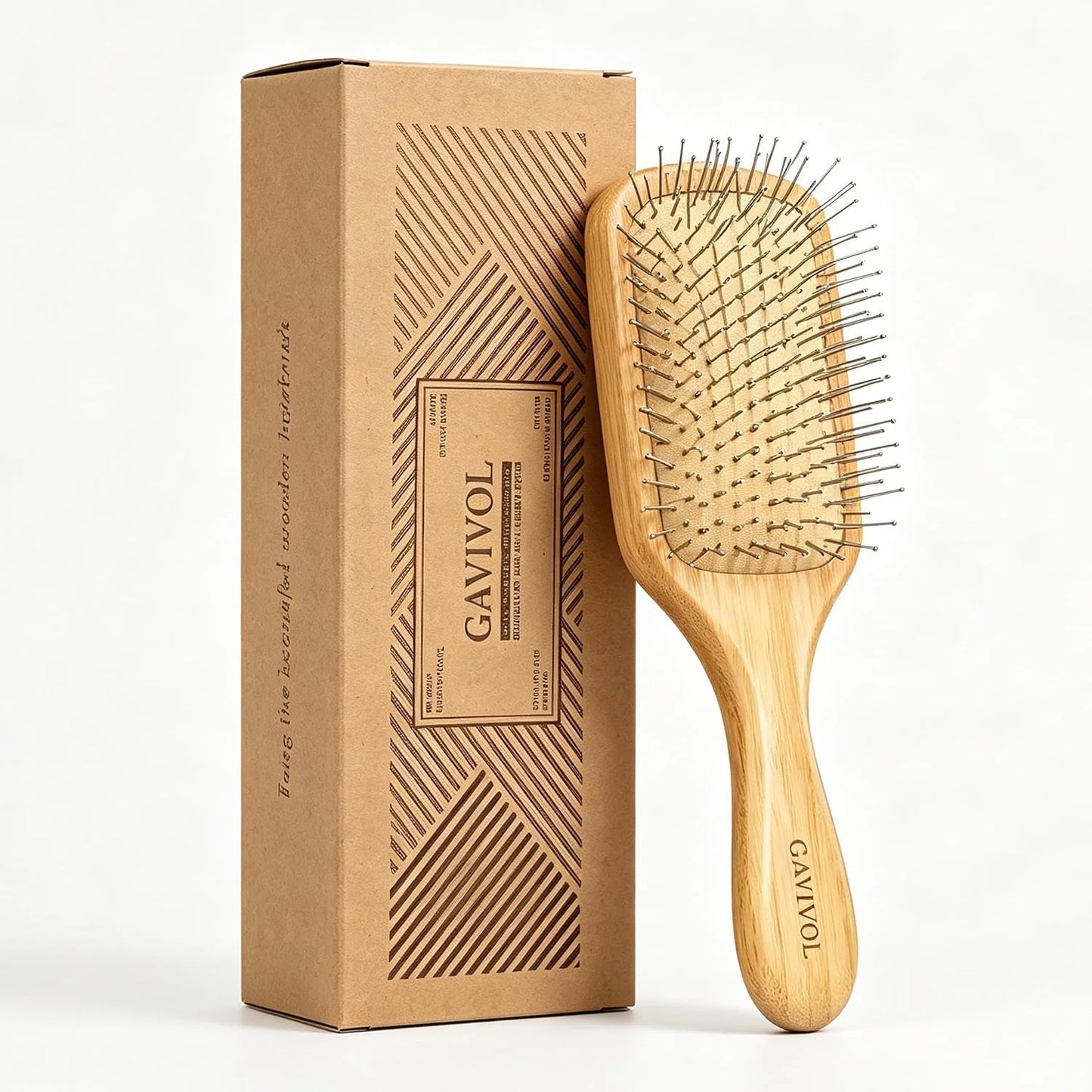 Bamboo Hair Brush for Men & Women – Natural Scalp Massager with Steel Bristles, Promotes Hair Growth, Anti-Static & Travel-Friendly, Wet Brush & Detangler (Kids/Adults)