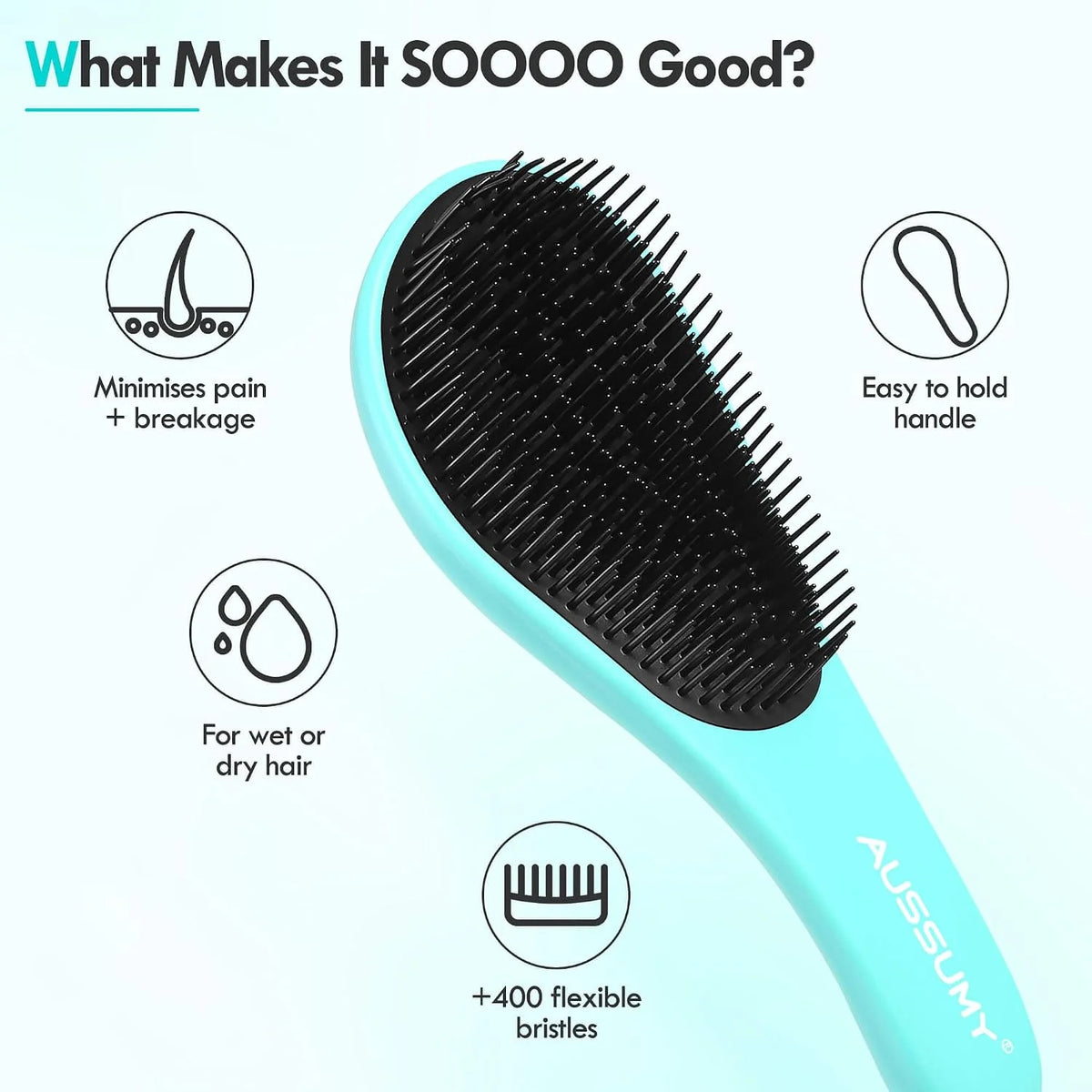 2 Pack Detangling Hair Brush - Detangler Hairbrush with Ultra Soft Bristles for Effortless Tangle Removal - For Dry Wet Damaged Curly Hair for Men Women Girls Boys Kids - Black & Green