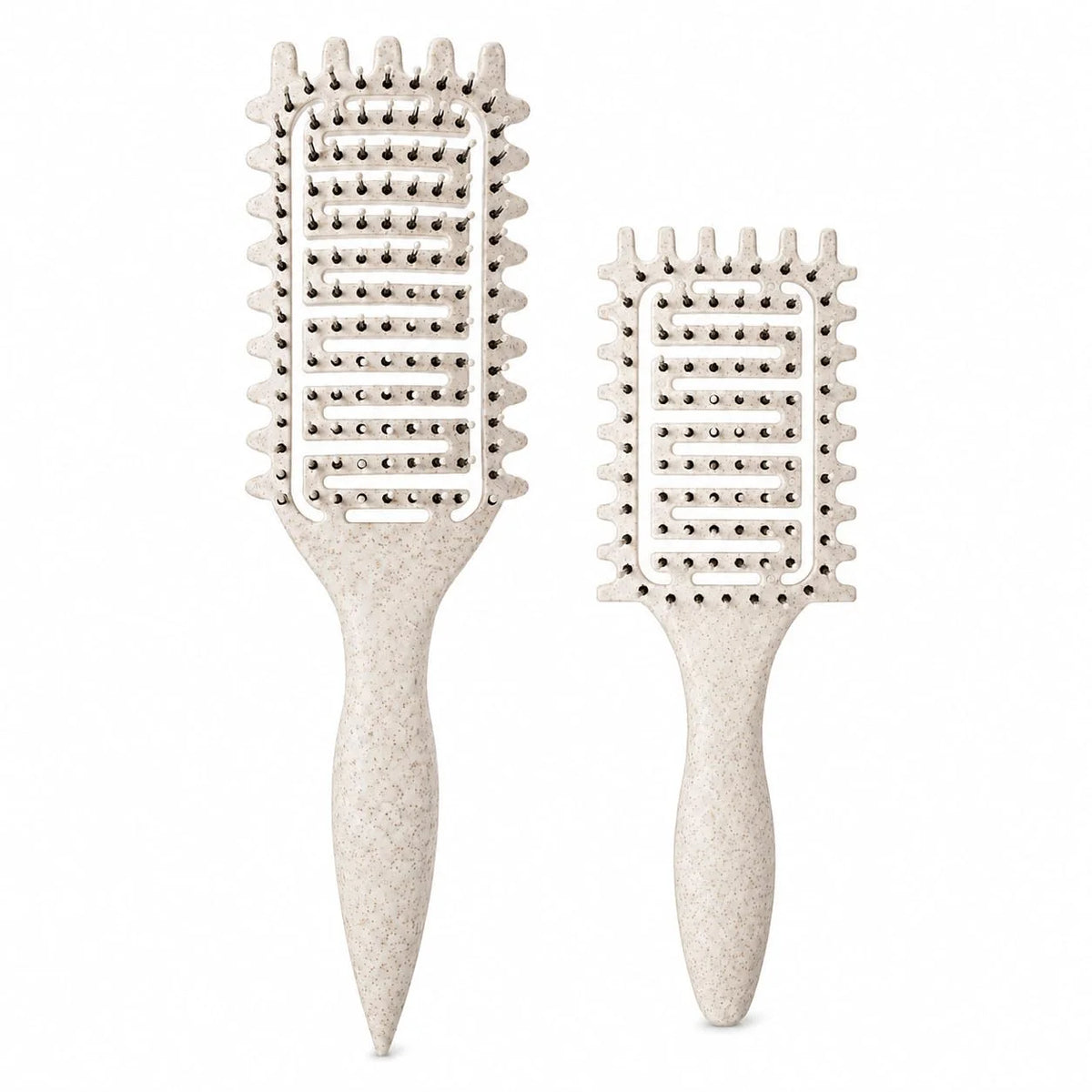 Curl Defining Brush for Curly Hair, Vented Detangling Hair Brush for Wet and Dry Styling, Curved Brush for Shaping and Smoothing Curl Clumps, Lightweight Hair Brush (2Pcs Black)