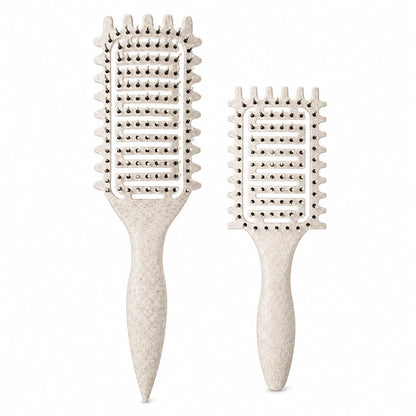 Curl Defining Brush for Curly Hair, Vented Detangling Hair Brush for Wet and Dry Styling, Curved Brush for Shaping and Smoothing Curl Clumps, Lightweight Hair Brush (2Pcs Black)