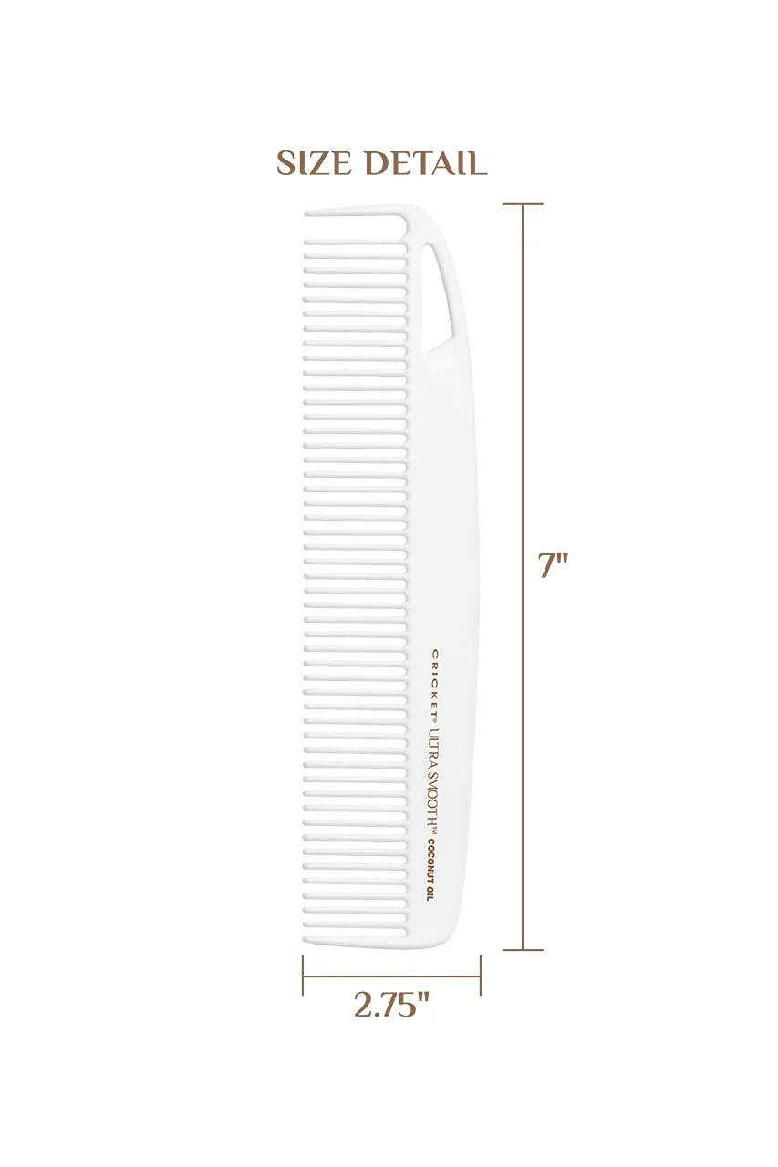 Cricket Ultra Smooth Coconut Conditioning Comb – Infused with Coconut Oil & Keratin for Frizz-Free Shine and Hydration, Ideal for Mid-Length, Thick, and Textured Hair