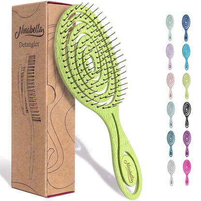 Ninabella Detangler Brush - No Tangle Hair Brush for Women, Fine, Thick and Long Hair - Hairbrush for Wet and Dry Hair, Gentle on the Scalp - Elegant Black