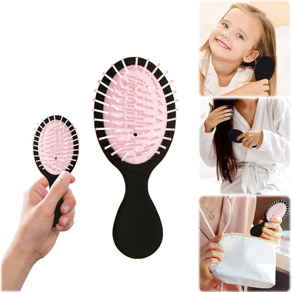 2P Mini Hair Brush,Brush Squirt Detangling Brush,Mini Detangler Brush, No Tangle Ultra-Soft IntelliFlex Bristles,with Ease Knots Without Tears or Breakage (Bright flour)