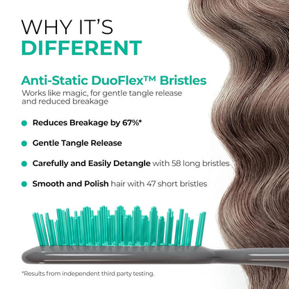 FHI Heat UNbrush Detangling Brush for Pain-Free Brushing on All Wet or Dry Hair Types — Durable DuoFlex Anti-Static Bristles, Lightweight Handle, Vented Hair Brush