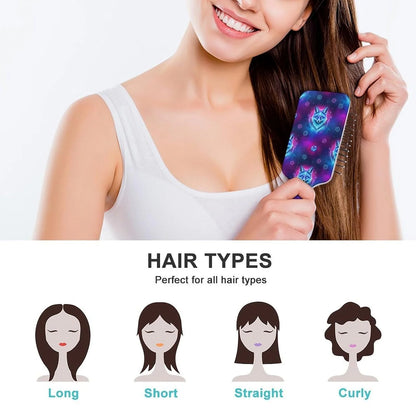 Women Girls Ladies Hair Brush Purple Black Buffalo Check Plaid Pattern, Paddle Brush for Detangling Scalp Massage, Cushion Hairbrush for Long Thick Curly Hair