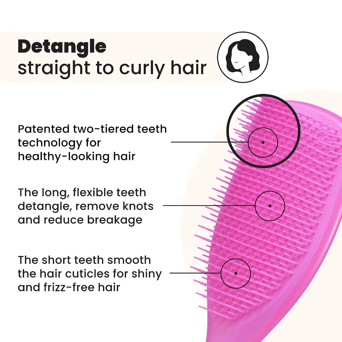 Tangle Teezer Large Ultimate Detangler Brush, Straight to Wavy, Pink/Purple
