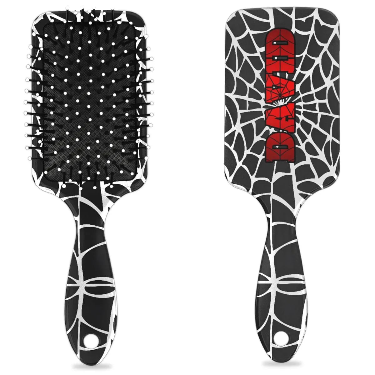 Personalized-Kids-Hair-Brush for Boy Girls Custom Gift Detangler Brush Soft Bristle Hair Brushes Travel Hair Brush for All Hair Types Christmas Hallowmas Spider Web Sliver Dot