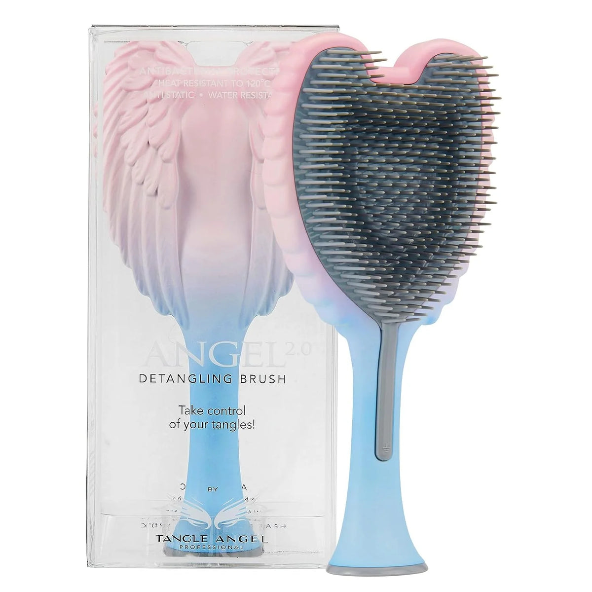 Detangling Hair Brush - Anti Static Angel Wing Hair Brush with Soft & Flexible Bristle for Straight & Wavy Hair - Tangle Angel Hair Detangler Brushes for Blow Drying & Shower - Two Tone Lilac Ivory