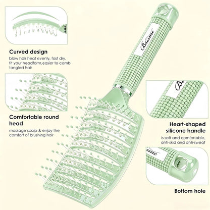 Hair Brush, Professional Curved Vented Brush with 25MM Bristles for Faster Blow Drying, Detangling for Wet Dry Hair, Paddle Brush for Thick Curly Straight Hair for Women & Men