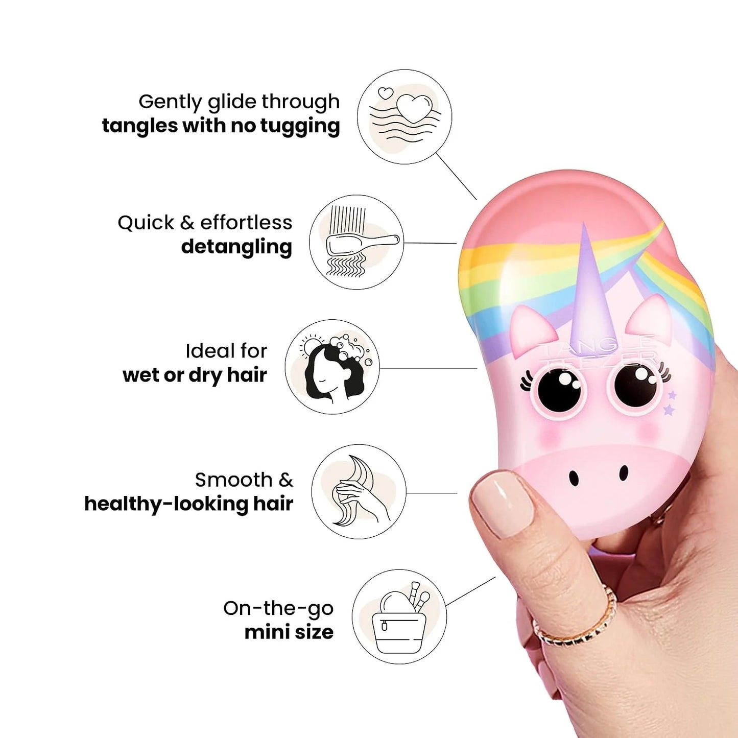 Tangle Teezer Original Detangler Mini Hair Brush for Kids, Unicorn Magic