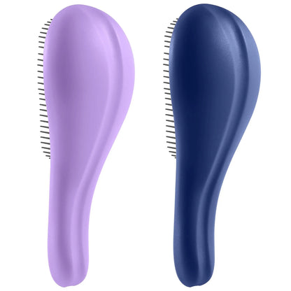 2 Pack Detangling Hair Brush - Detangler Hairbrush with Ultra Soft Bristles for Effortless Tangle Removal - For Dry Wet Damaged Curly Hair for Men Women Girls Boys Kids - Black & Green