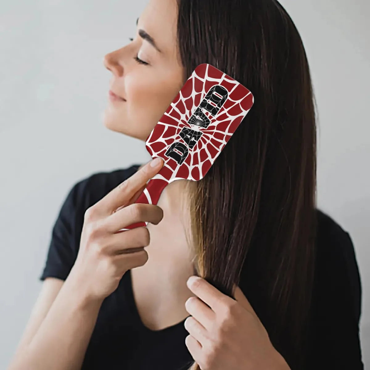 Personalized-Kids-Hair-Brush for Boy Girls Custom Gift Detangler Brush Soft Bristle Hair Brushes Travel Hair Brush for All Hair Types Christmas Hallowmas Spider Web Sliver Dot