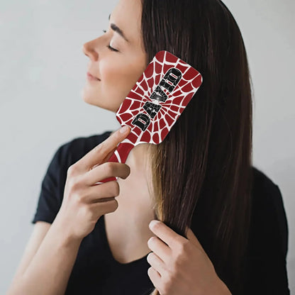 Personalized-Kids-Hair-Brush for Boy Girls Custom Gift Detangler Brush Soft Bristle Hair Brushes Travel Hair Brush for All Hair Types Christmas Hallowmas Spider Web Sliver Dot