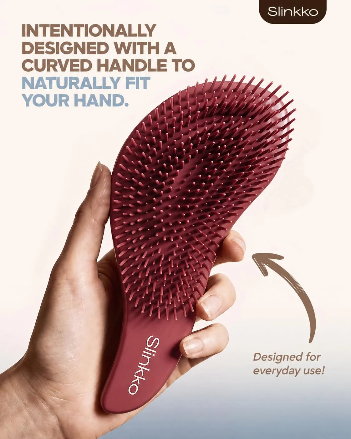 Detangler Brush, Hair Brush for Women, Men & Kids - Detangling Hair Brush for Curly, Thick, Fine & Wavy Hair - Anti-Breakage Wave Brush, Pain-Free Hairbrush, Special Edition Burgundy