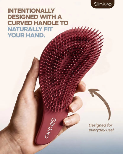 Detangler Brush, Hair Brush for Women, Men & Kids - Detangling Hair Brush for Curly, Thick, Fine & Wavy Hair - Anti-Breakage Wave Brush, Pain-Free Hairbrush, Special Edition Burgundy