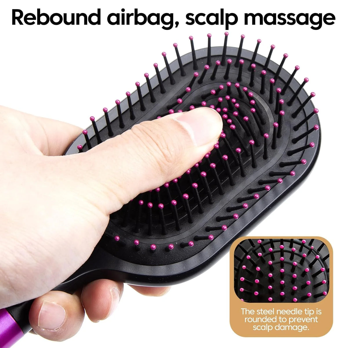 Anti-Static Detangling Hair Brush with Storage Box & Base, Rose Red