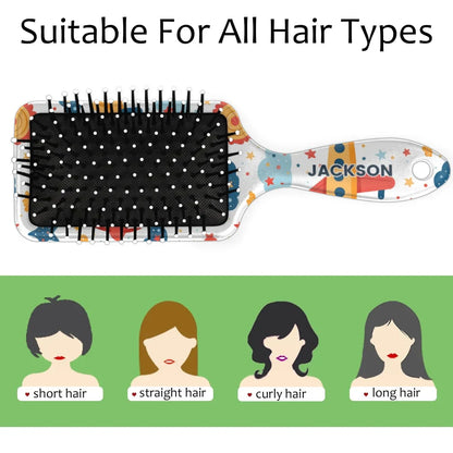 Personalized Cute Car Detangler-Hair-Brush for Kids Boys,Glides Through Tangles Comb,Custom Name Hair Brushes for All Hair Types Wet/Dry/Curly/Thick Hair,White 2