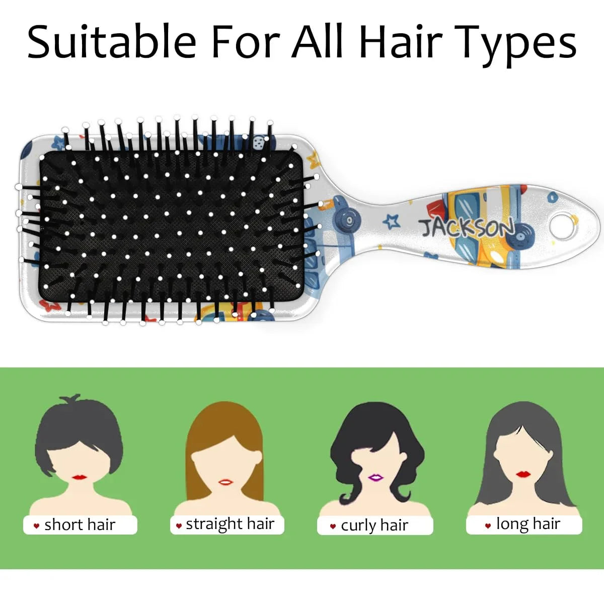 Personalized Cool-Rocket Detangler-Hair-Brush for Kids-Boys,Glides Through Tangles Comb,Custom Name Hair Brushes for All Hair Types Wet/Dry/Curly/Thick Hair,Dark Blue
