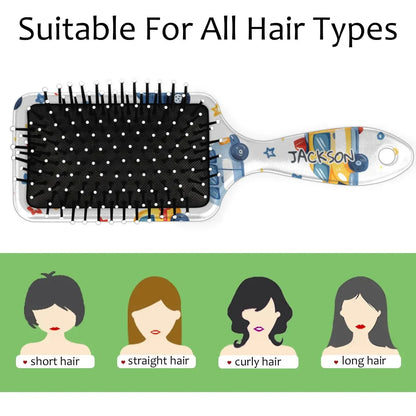 Personalized Cool-Rocket Detangler-Hair-Brush for Kids-Boys,Glides Through Tangles Comb,Custom Name Hair Brushes for All Hair Types Wet/Dry/Curly/Thick Hair,Dark Blue