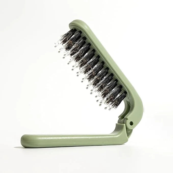 Uffy MiniPop Travel Hair Brush – Mini Folding Boar Bristles for Women, Men & Kids | Kid-Friendly Portable Purse Brush for Wet & Dry Hair, Curly or Straight | Pocket-Size Detangler – Hot Pink