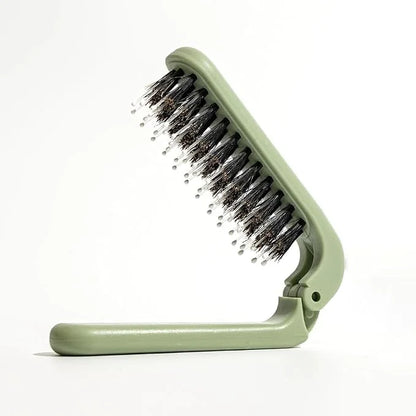 Uffy MiniPop Travel Hair Brush – Mini Folding Boar Bristles for Women, Men & Kids | Kid-Friendly Portable Purse Brush for Wet & Dry Hair, Curly or Straight | Pocket-Size Detangler – Hot Pink