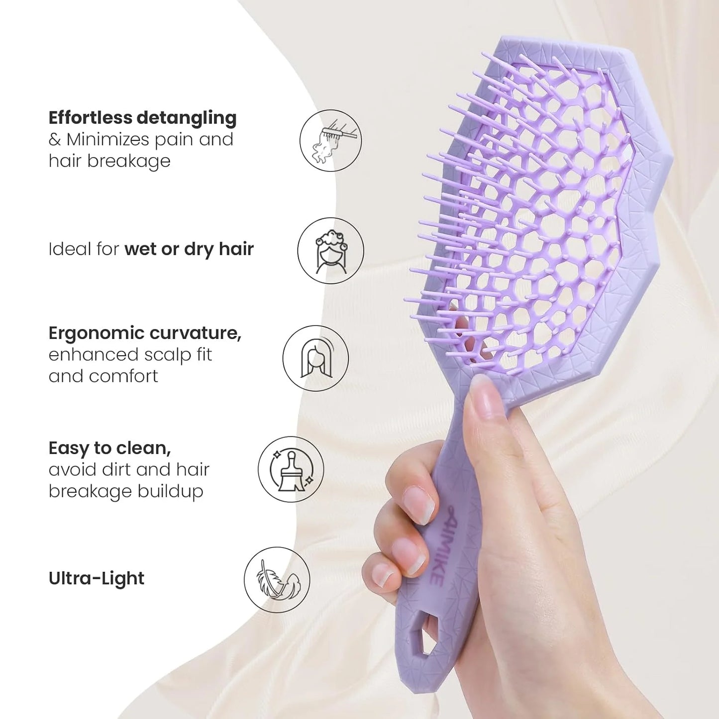 AIMIKE Glacier Detangler Brush for Curly Hair, Wet & Dry Hair Brush
