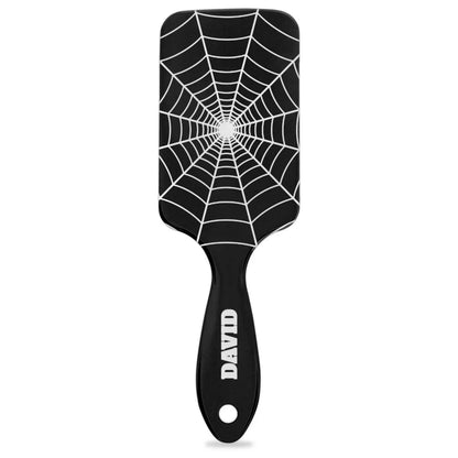 Personalized-Kids-Hair-Brush for Boy Girls Custom Gift Detangler Brush Soft Bristle Hair Brushes Travel Hair Brush for All Hair Types Christmas Hallowmas Spider Web Sliver Dot