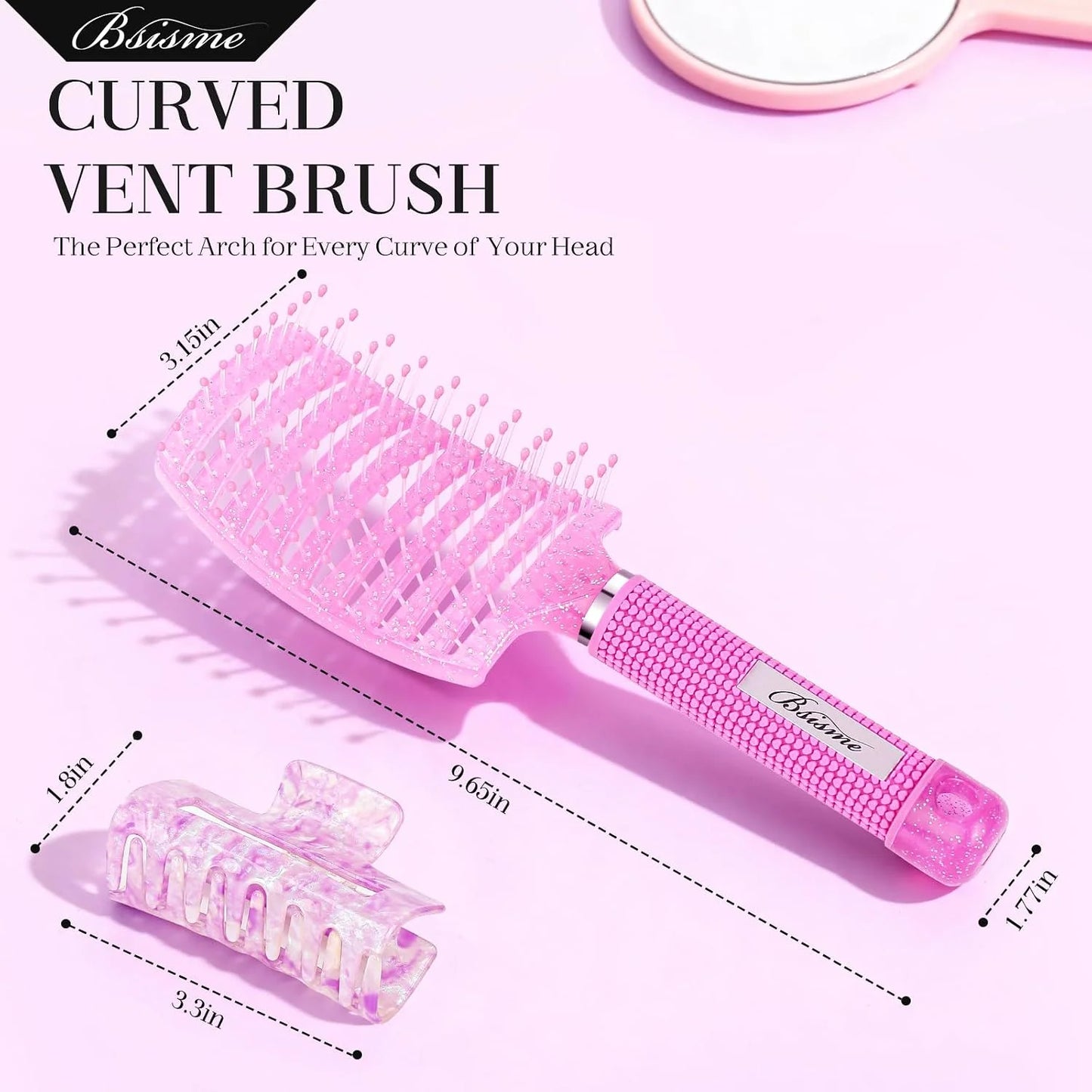 Hair Brush, Professional Curved Vented Brush with 25MM Bristles for Faster Blow Drying, Detangling for Wet Dry Hair, Paddle Brush for Thick Curly Straight Hair for Women & Men