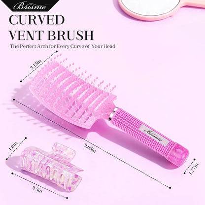 Hair Brush, Professional Curved Vented Brush with 25MM Bristles for Faster Blow Drying, Detangling for Wet Dry Hair, Paddle Brush for Thick Curly Straight Hair for Women & Men