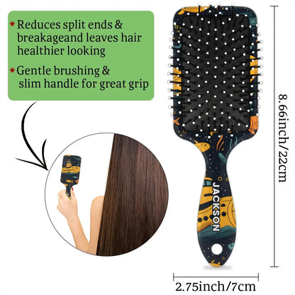 Personalized Cute Car Detangler-Hair-Brush for Kids Boys,Glides Through Tangles Comb,Custom Name Hair Brushes for All Hair Types Wet/Dry/Curly/Thick Hair,White 2