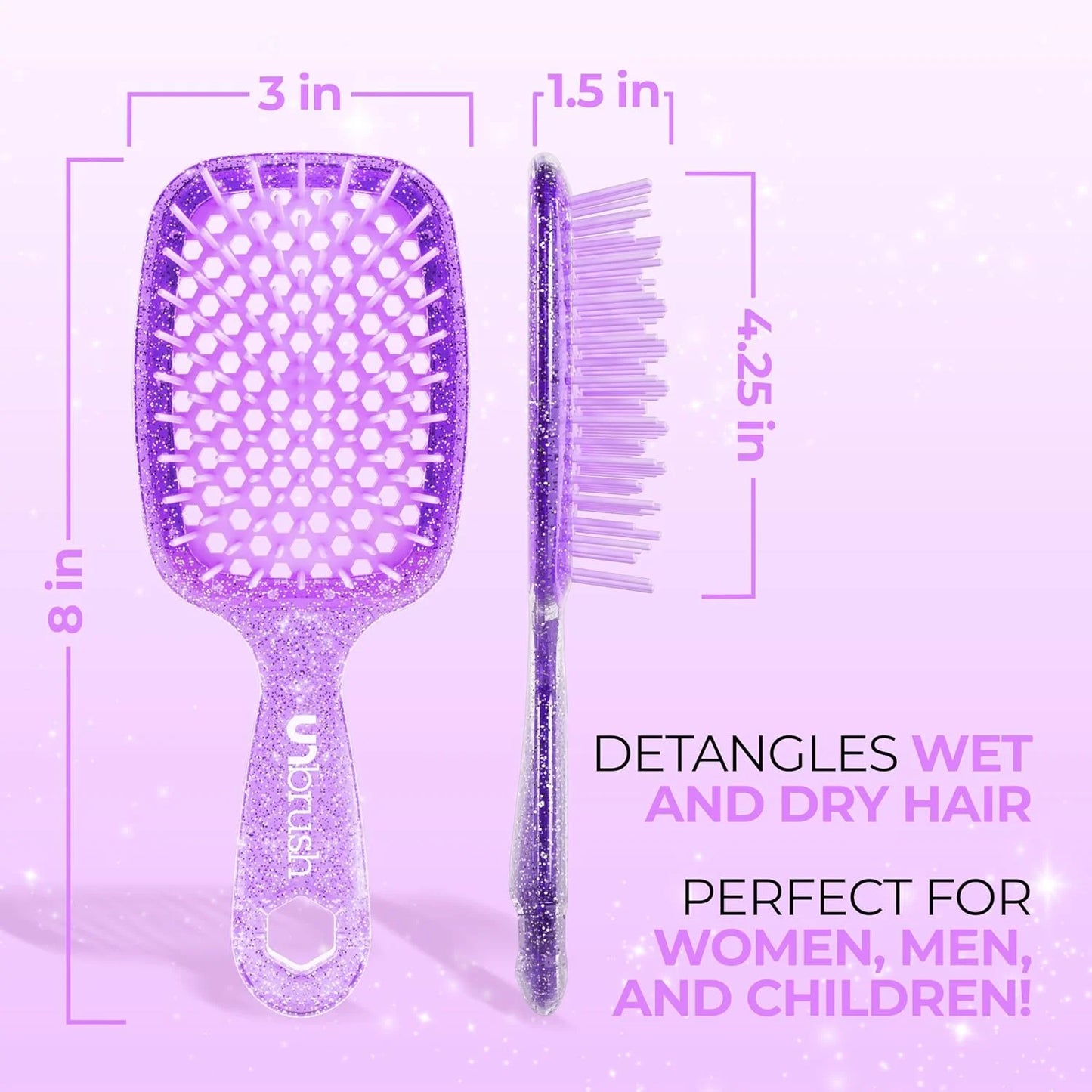FHI Heat UNbrush Detangling Brush for Pain-Free Brushing on All Wet or Dry Hair Types — Durable DuoFlex Anti-Static Bristles, Lightweight Handle, Vented Hair Brush