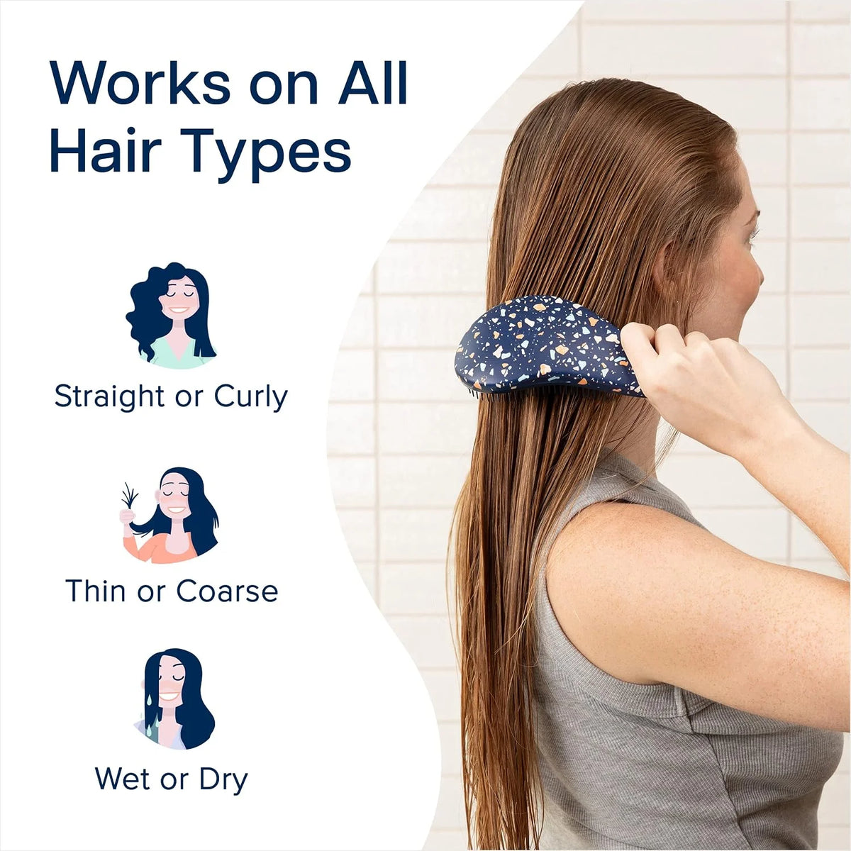 Crave Naturals Glide Thru Hair Brush - Detangler Brush for Curly, Straight, Wet or Dry Hair - Gentle Detangling Brushes for Adults, Kids, Toddlers - Hair Accessories for Women, 7.5x3" - Pink
