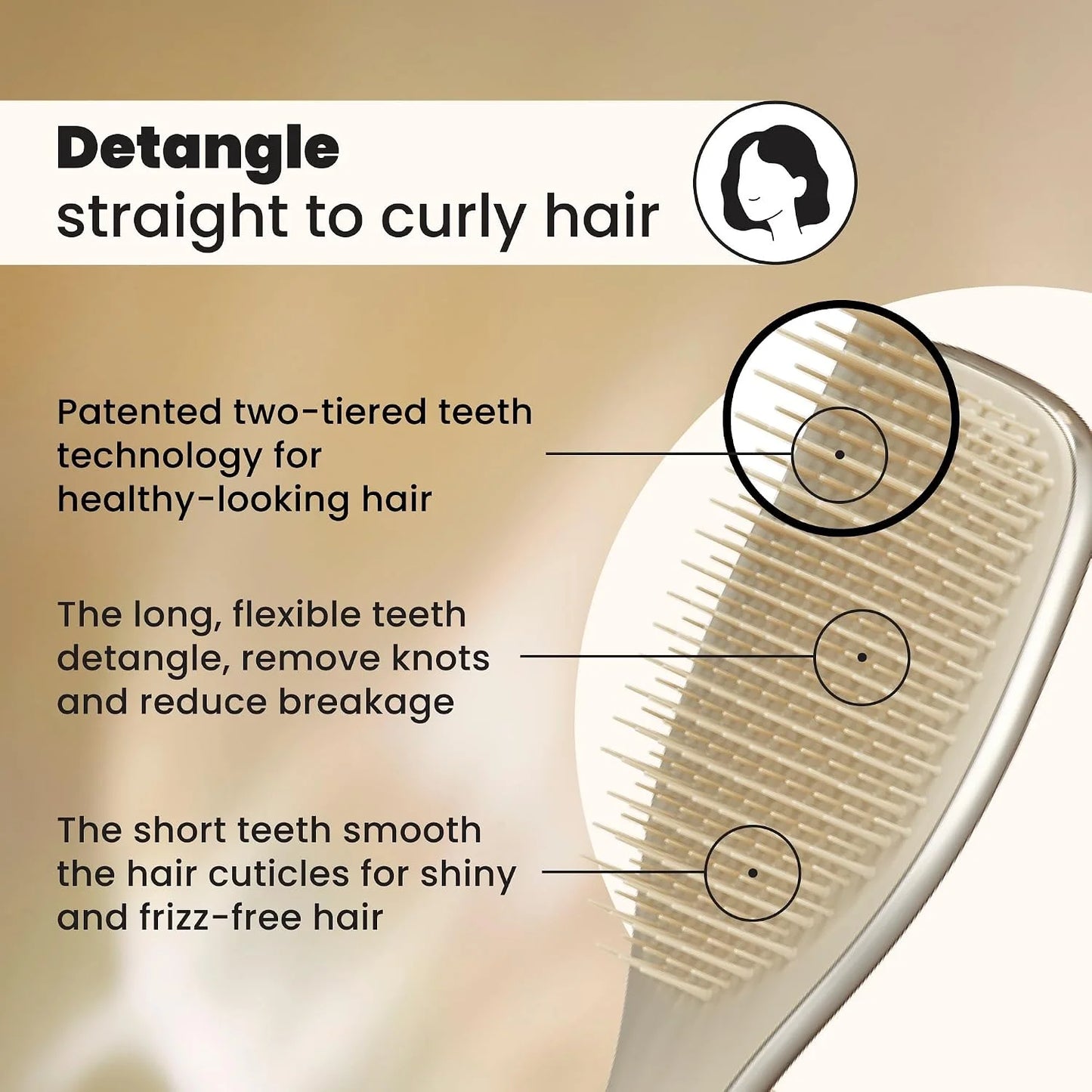 Tangle Teezer Chrome Ultimate Detangler Brush for Wet & Dry Hair, Eliminates Knots & Reduces Breakage for Straight to Curly Hair Types, Chocolate Bronze (Pack of 3)