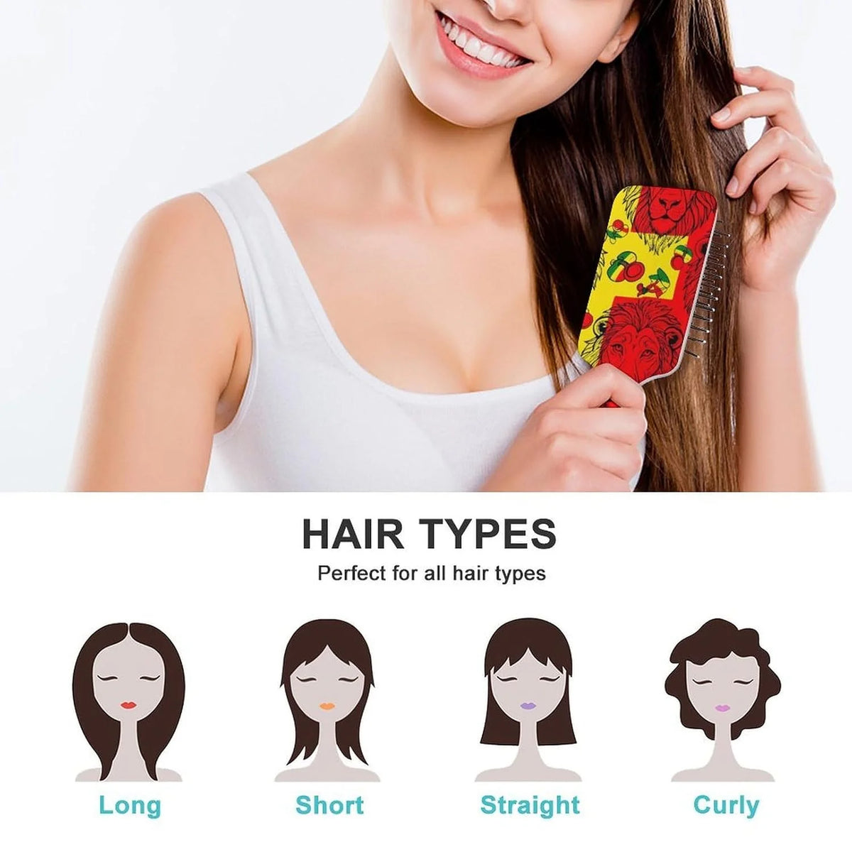 Air Cushion Comb for Massage Japanese Ocean Wave Fish Koifish Art, For Curly Long Thick Straight Hair, Women Girls Ladies