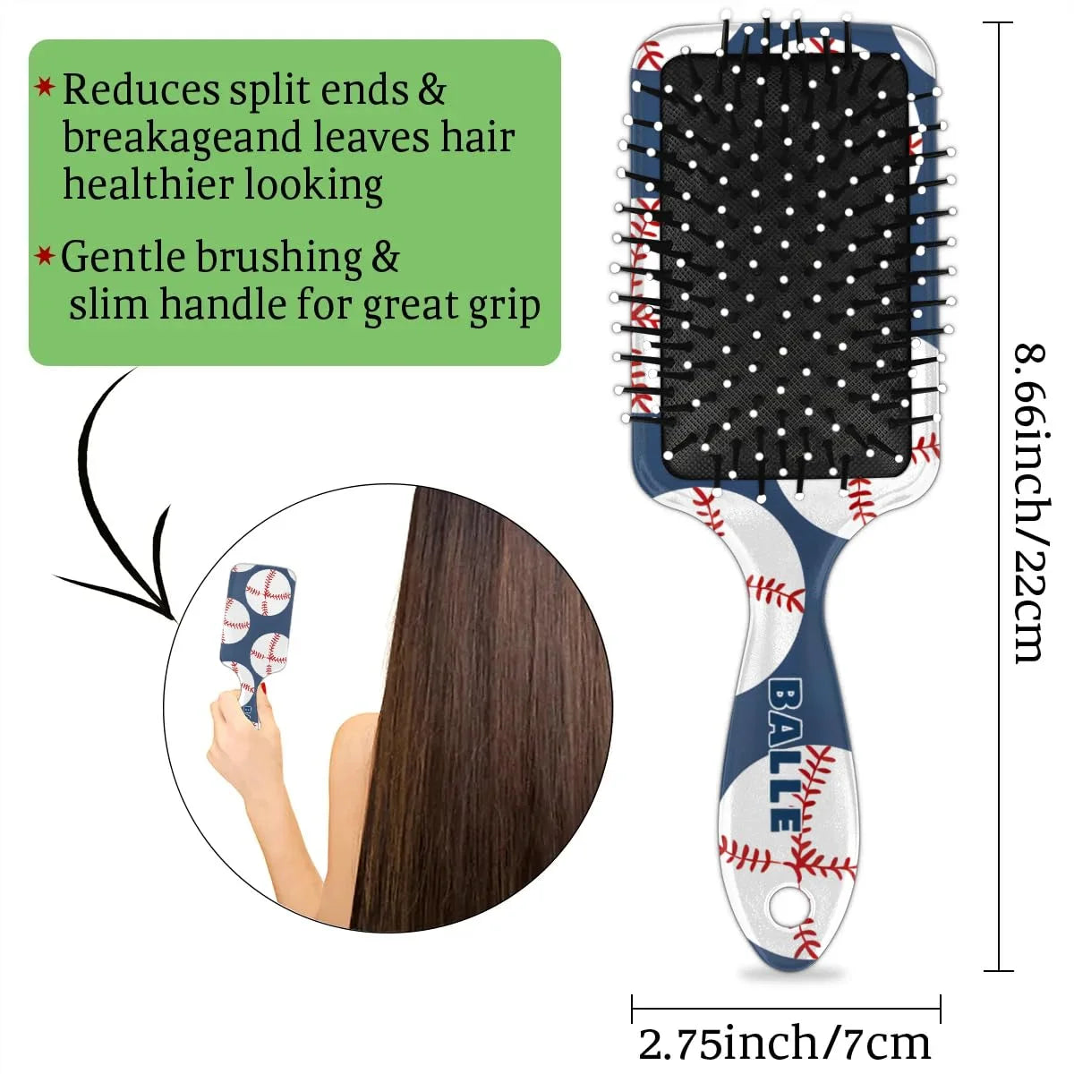 Personalized Cool-Rocket Detangler-Hair-Brush for Kids-Boys,Glides Through Tangles Comb,Custom Name Hair Brushes for All Hair Types Wet/Dry/Curly/Thick Hair,Dark Blue