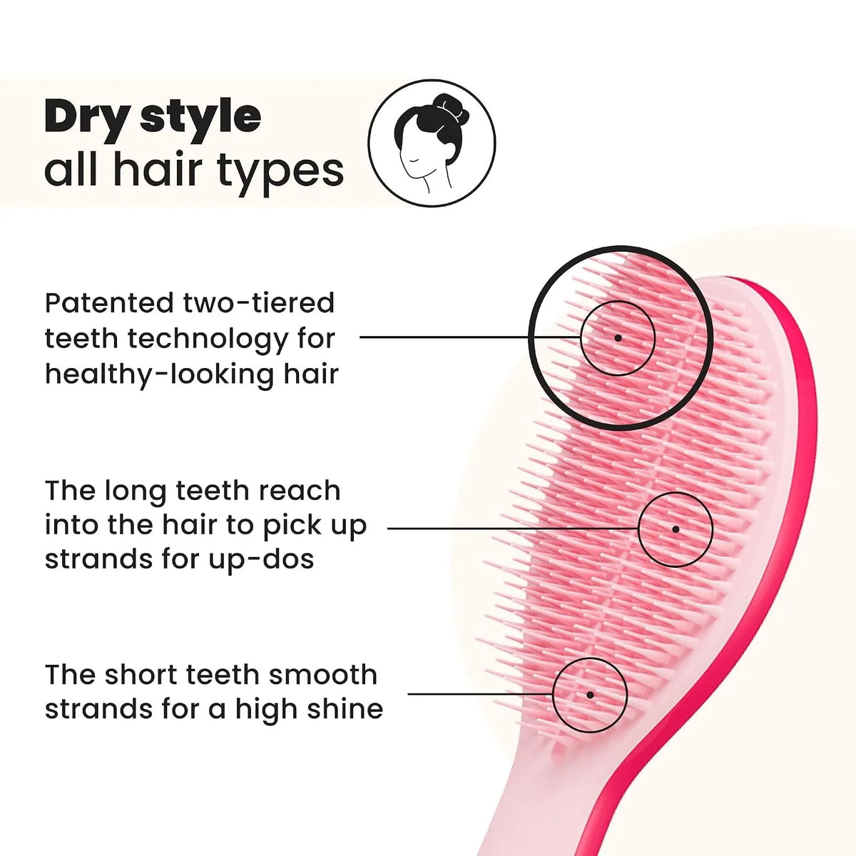 Tangle Teezer The Ultimate Styler Hair Styling Brush for Dry Styling, Maintains, Blends & Adds Volume, Texture & Shine, Sweet Pink