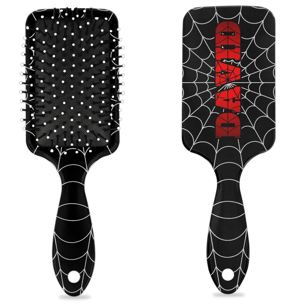 Personalized-Kids-Hair-Brush for Boy Girls Custom Gift Detangler Brush Soft Bristle Hair Brushes Travel Hair Brush for All Hair Types Christmas Hallowmas Spider Web Sliver Dot