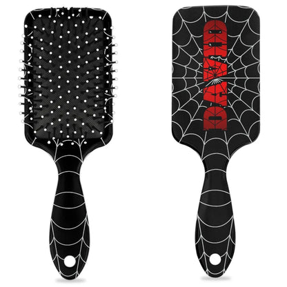 Personalized-Kids-Hair-Brush for Boy Girls Custom Gift Detangler Brush Soft Bristle Hair Brushes Travel Hair Brush for All Hair Types Christmas Hallowmas Spider Web Sliver Dot