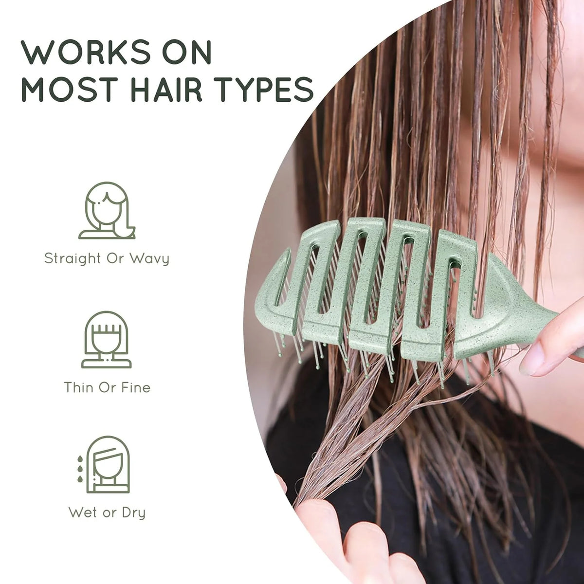 Ecoed Hair brush, Vented Detangling Brush, Quickly Detangles and Smooths hair for Curly, Thick, and Straight Hair, Hair Brush for Women and Men, Blue, Eco Friendly, Sustainable Material