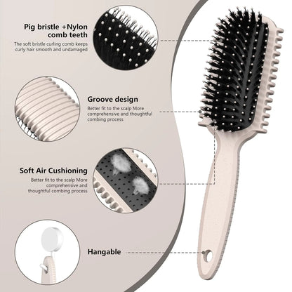 Curl Defining Brush, Curly Hair Brush, Slick Back Hair Brush, For Combing and Shaping Curls in All Hairstyles to Reduce Pulling (Pink)