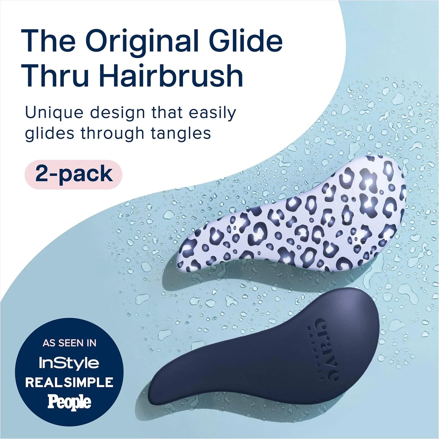Crave Naturals Glide Thru Hair Brush - Detangler Brush for Curly, Straight, Wet or Dry Hair - Gentle Detangling Brushes for Adults, Kids, Toddlers - Hair Accessories for Women, 7.5x3" - Pink