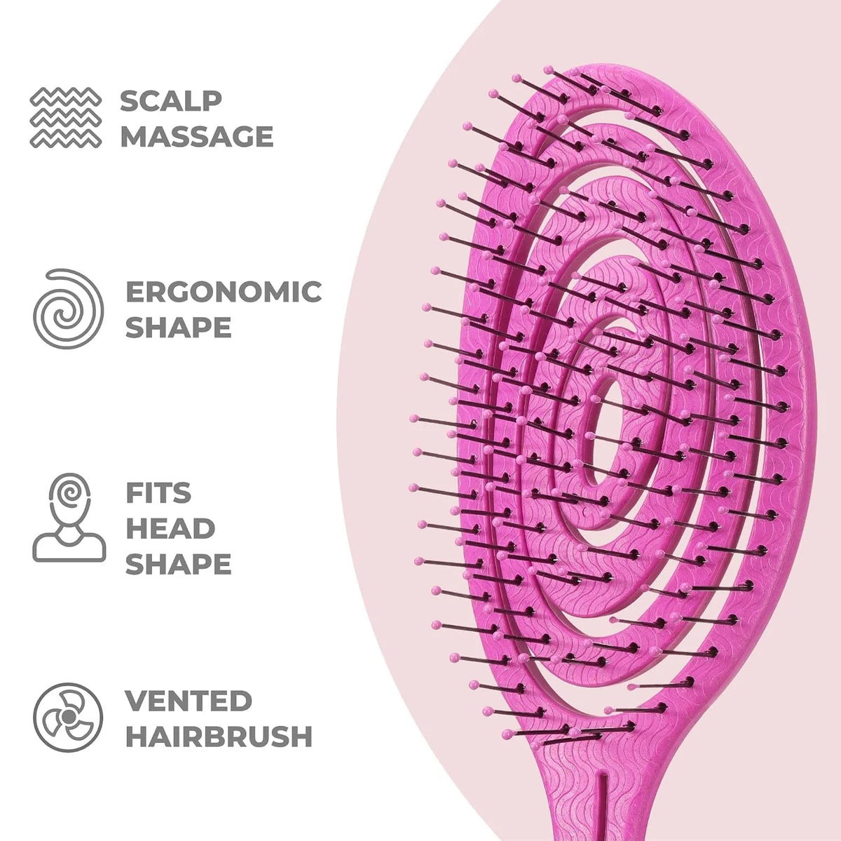Ninabella Detangler Brush - No Tangle Hair Brush for Women, Fine, Thick and Long Hair - Hairbrush for Wet and Dry Hair, Gentle on the Scalp - Elegant Black