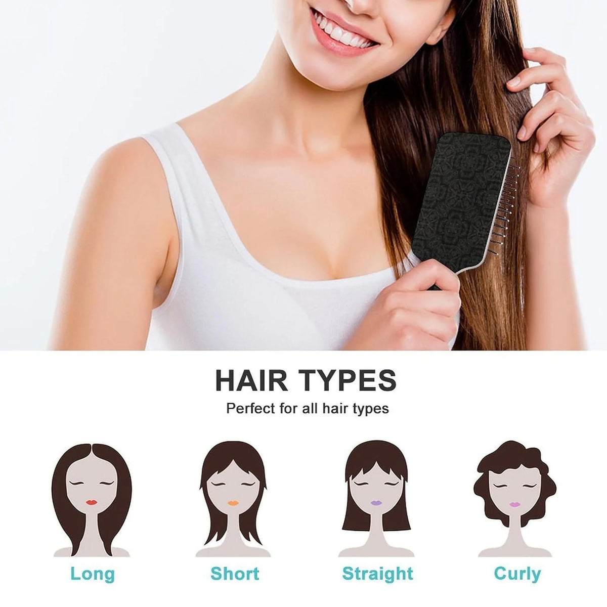 Air-Cushion Comb Black Gold Glitter Cheetah Leopard Print, Smooth Hair Salon Anti-Knotting Fluffy, For Long Thick Curly Hair, 1 Pack
